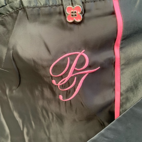 Pink Tartan gun metal color ruffled fri lined trench coat Size 12 - Picture 10 of 10